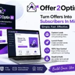 Offer2Optin AI Reseller featured image showing a Windows desktop funnel builder for creating lead capture pages and growing email subscribers.