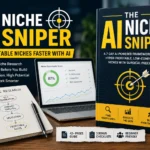 The AI Niche Sniper PLR featured image showing an AI niche research guide for bloggers, affiliate marketers, and digital entrepreneurs.