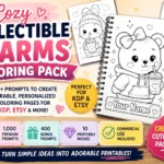 Cozy Collectible Charms Coloring Pack with 1000 coloring prompts for KDP and Etsy