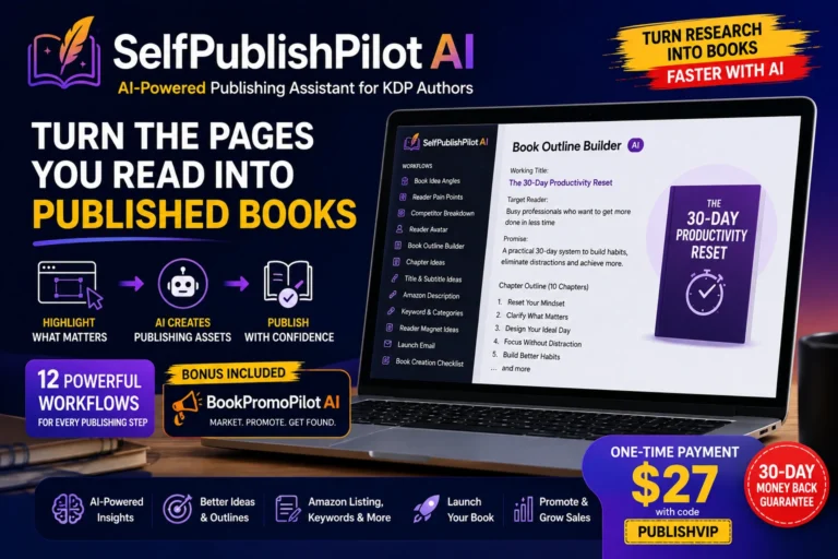 SelfPublishPilot AI KDP publishing assistant for book research and publishing