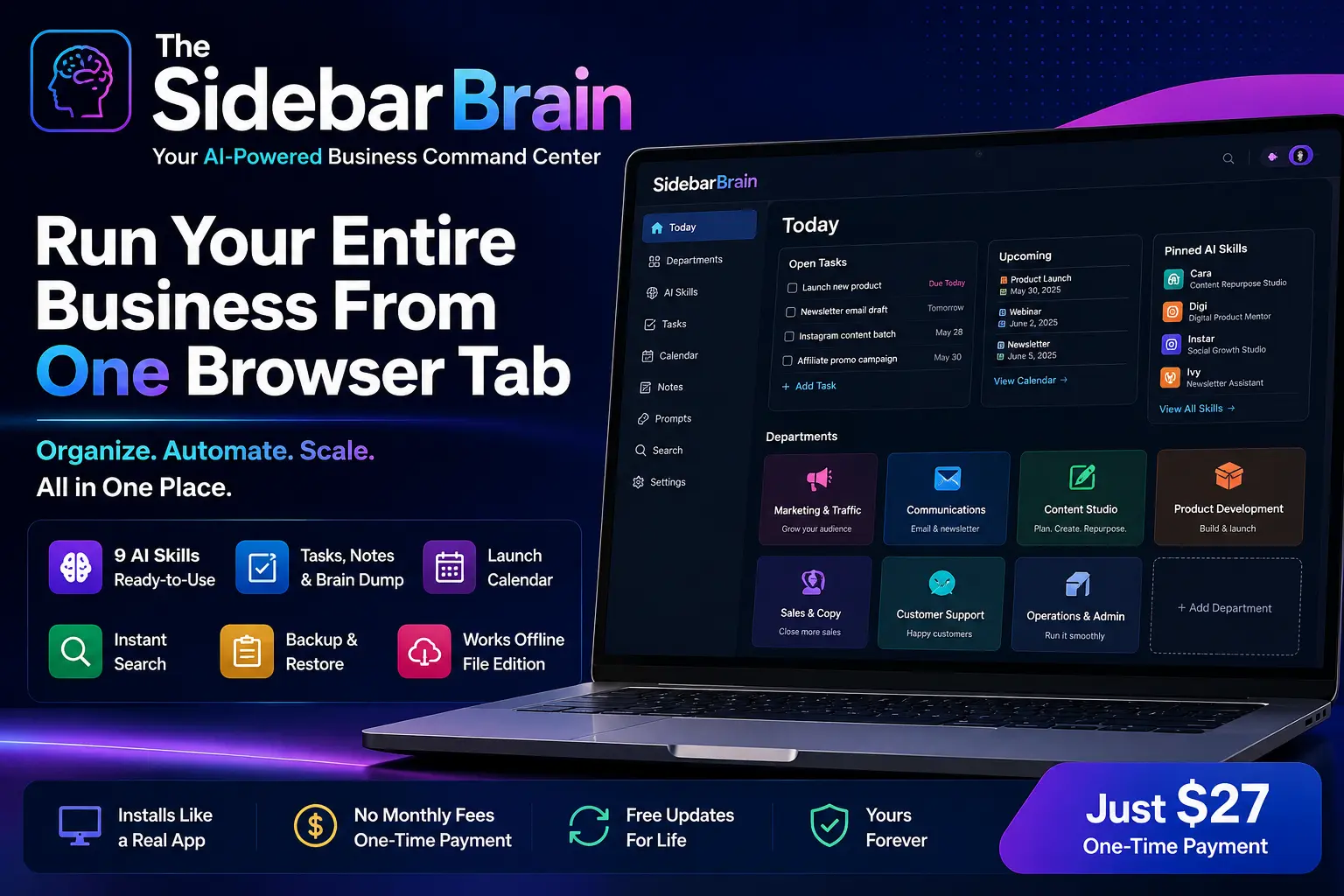 The SidebarBrain AI business command center dashboard review 2026